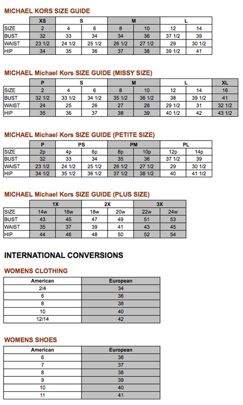 michael kors boot size chart.